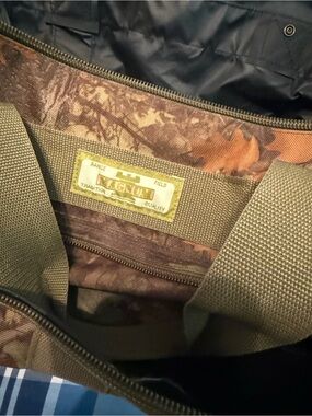 Magnum Olive Green Canvas Tote with Brown Patterned Interior